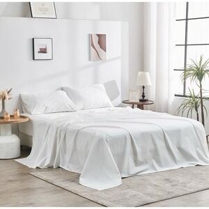 Doz by Sijo Organic Cotton Percale Sheet Set Cal King Snow (No Flat Sheet) NWT